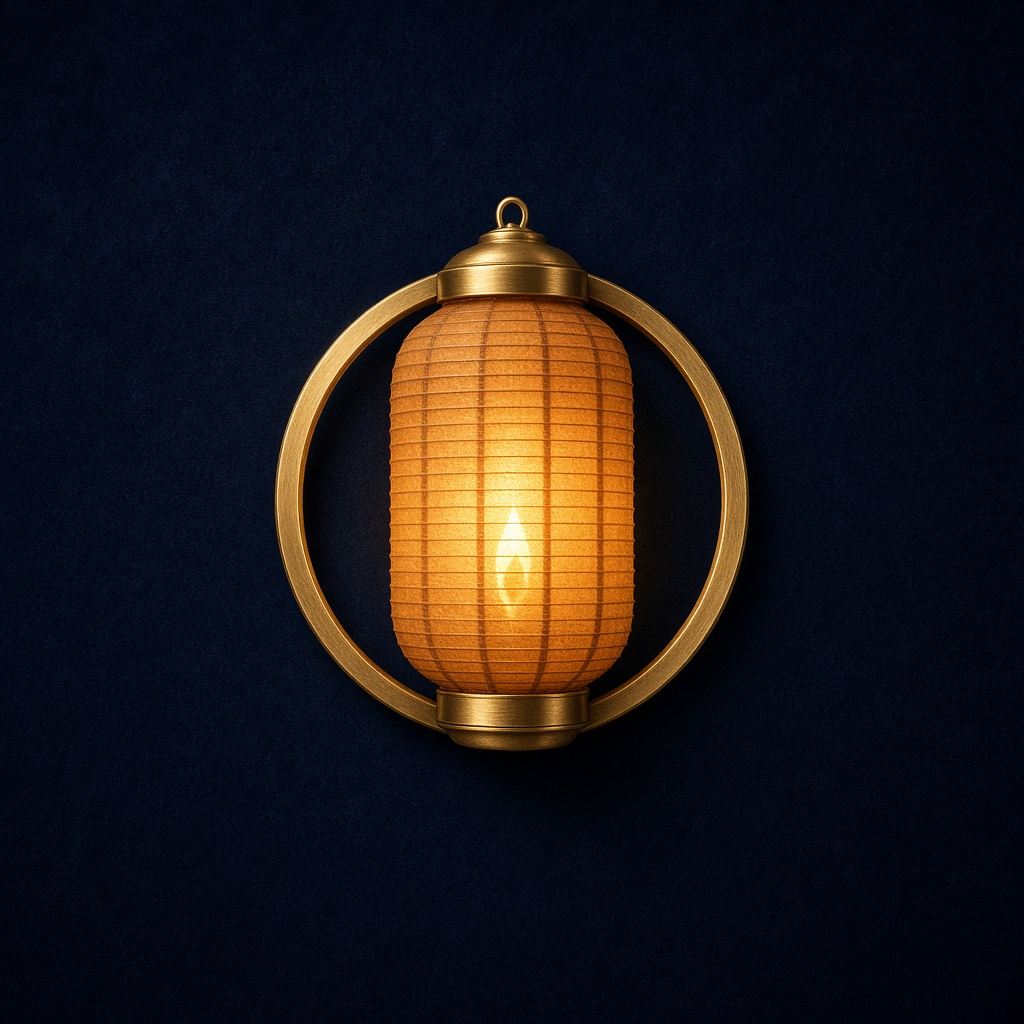 Golden paper lantern emblem